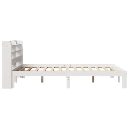 sengeramme med sengegavl 150x200 cm massivt fyrretræ hvid