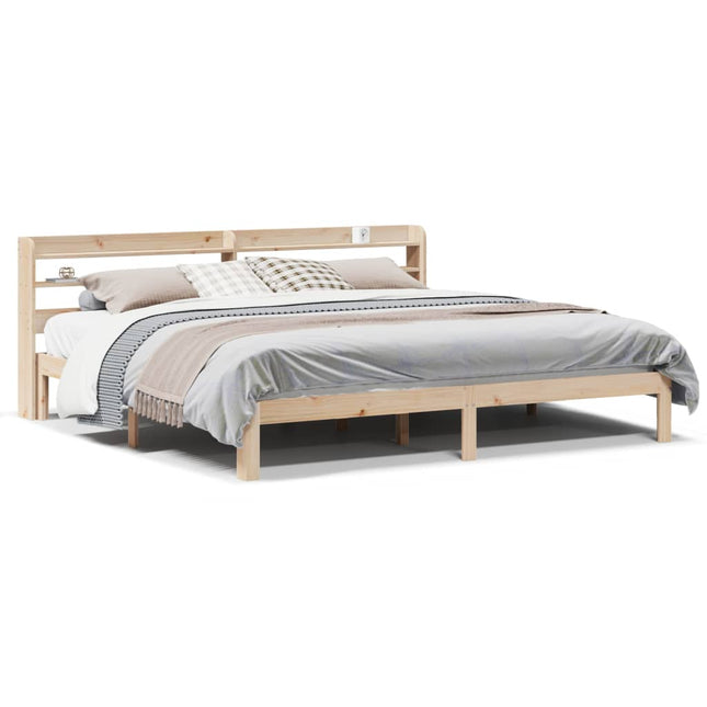 sengeramme med sengegavl 180x200 cm massivt fyrretræ