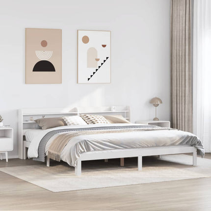 Sengeramme med hovedgærde uden madras Hvid 200x200 cm