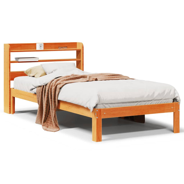 sengeramme uden madras 75x190 cm massivt fyrretræ gyldenbrun