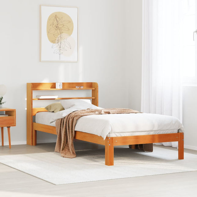 sengeramme uden madras 75x190 cm massivt fyrretræ gyldenbrun