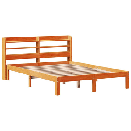 sengeramme uden madras 135x190 cm massivt fyrretræ brun