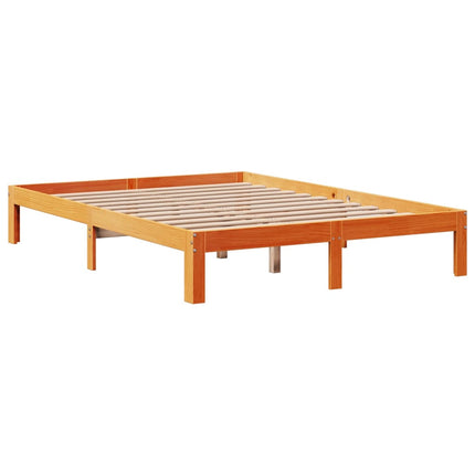 sengeramme uden madras 135x190 cm massivt fyrretræ brun