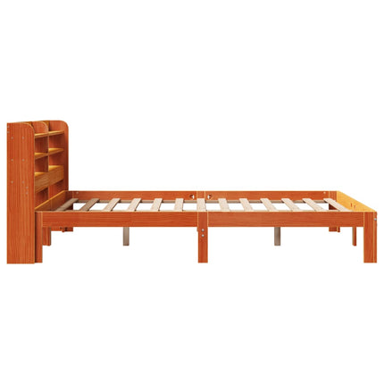 sengeramme uden madras 135x190 cm massivt fyrretræ brun