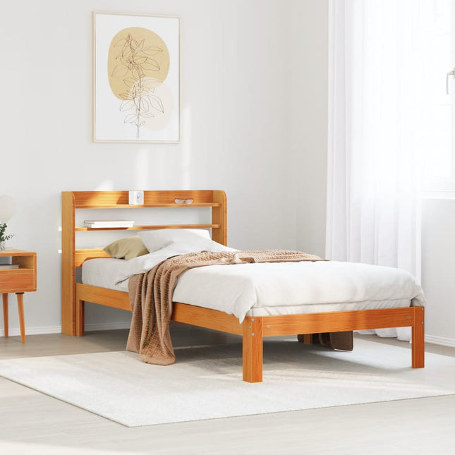 sengeramme uden madras 100x200 cm massivt fyrretræ gyldenbrun