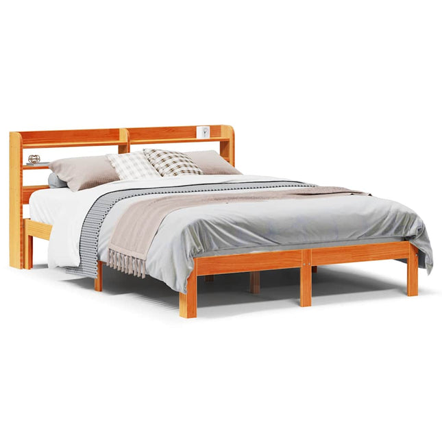 sengeramme uden madras 140x200 cm massivt fyr gyldenbrun