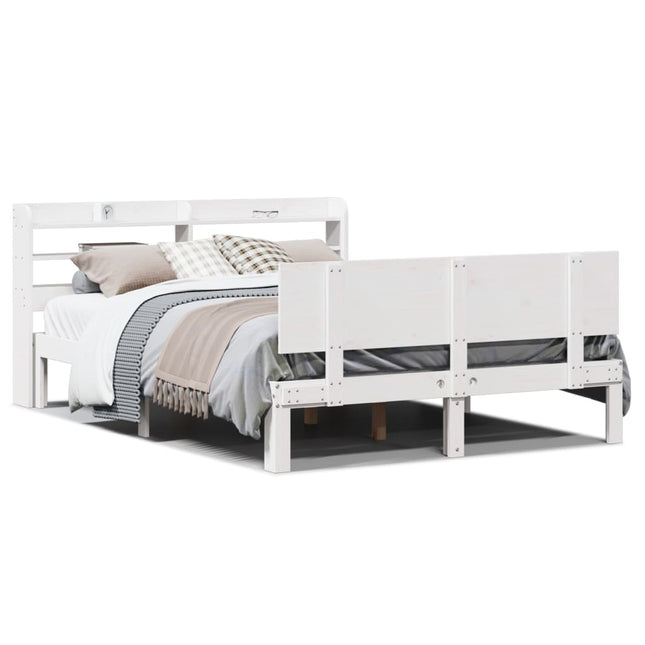 sengeramme med sengegavl 120x190 cm massivt fyrretræ hvid