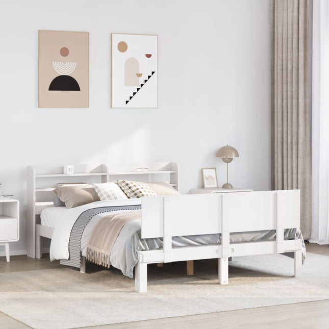sengeramme med sengegavl 120x190 cm massivt fyrretræ hvid