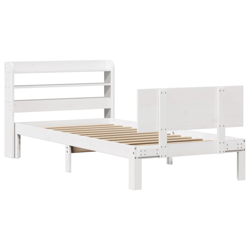 Sengeramme med hovedgærde uden madras Hvid 90x200 cm