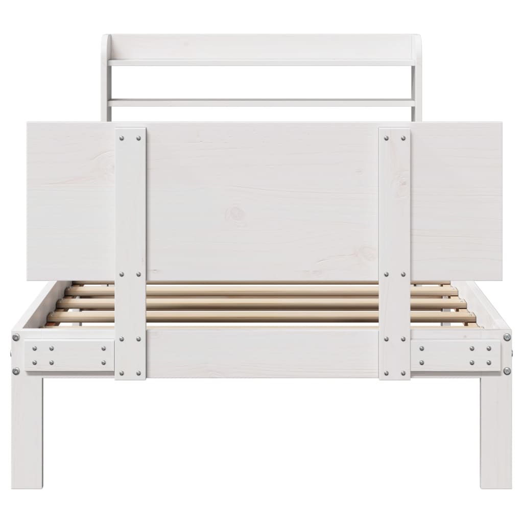 Sengeramme med hovedgærde uden madras Hvid 90x200 cm