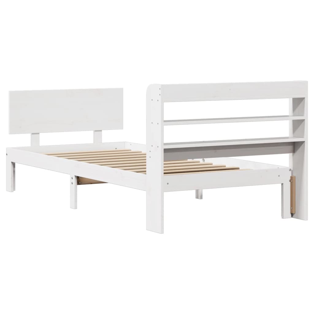 Sengeramme med hovedgærde uden madras Hvid 90x200 cm