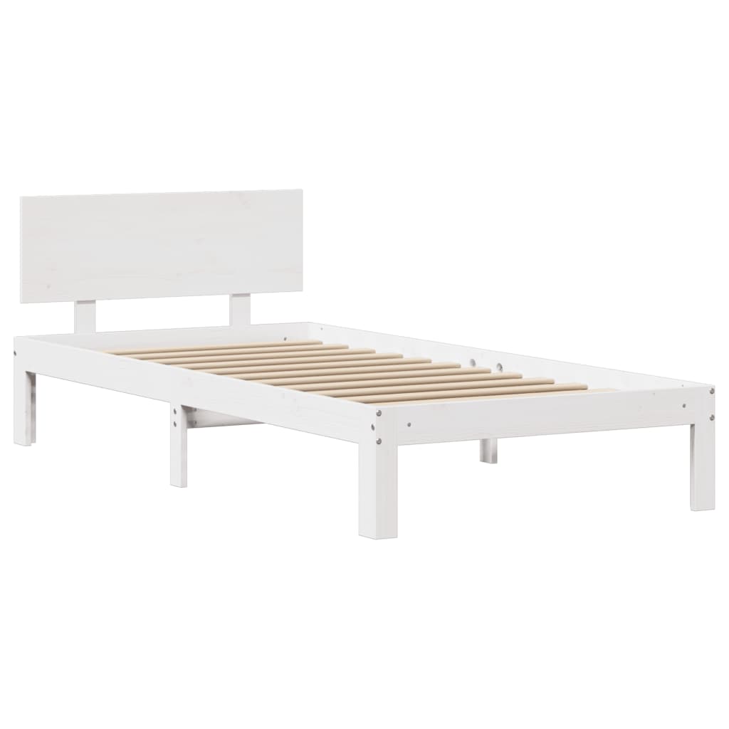 Sengeramme med hovedgærde uden madras Hvid 90x200 cm