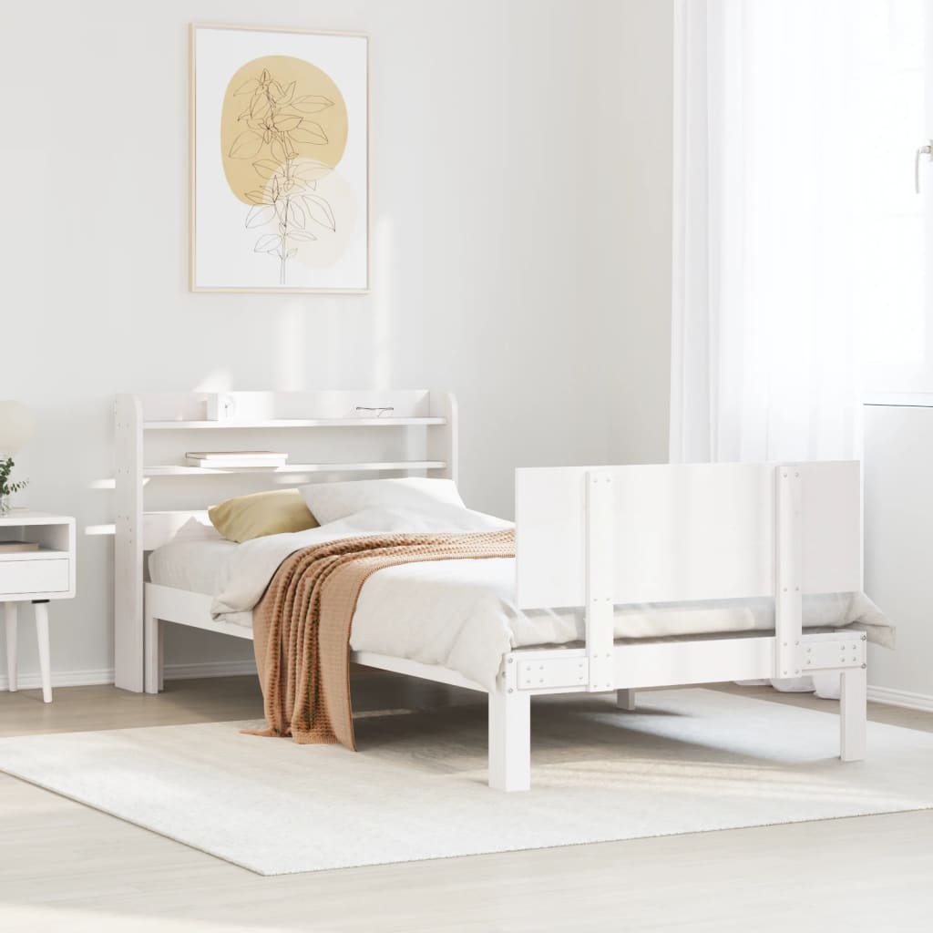 Sengeramme med hovedgærde uden madras Hvid 90x200 cm