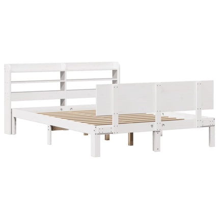 sengeramme med sengegavl 150x200 cm massivt fyrretræ hvid