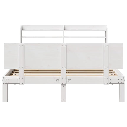 sengeramme med sengegavl 150x200 cm massivt fyrretræ hvid