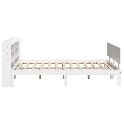 sengeramme med sengegavl 150x200 cm massivt fyrretræ hvid