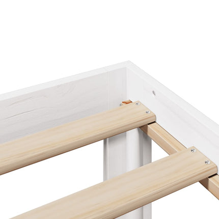 sengeramme med sengegavl 150x200 cm massivt fyrretræ hvid
