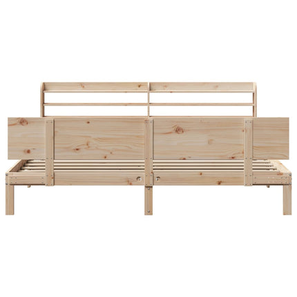 sengeramme med sengegavl 200x200 cm massivt fyrretræ