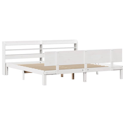Sengeramme med hovedgærde uden madras Hvid 200x200 cm
