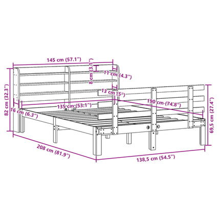 sengeramme med sengegavl135x190 cm massivt fyrretræ hvid