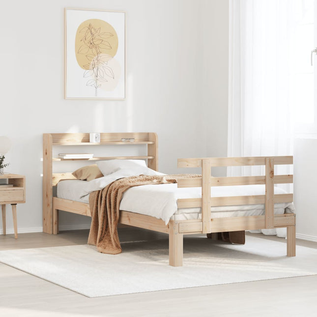 sengeramme med sengegavl 100x200 cm massivt fyrretræ