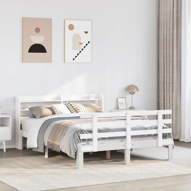 Sengeramme med hovedgærde uden madras Hvid 140x200 cm