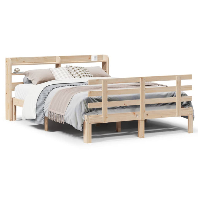 sengeramme med sengegavl 160x200 cm massivt fyrretræ