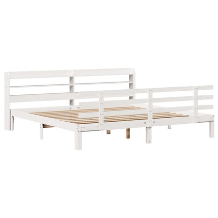 Sengeramme med hovedgærde uden madras Hvid 180x200 cm