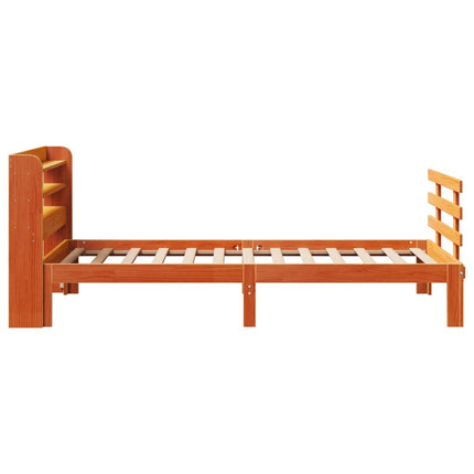 sengeramme med sengegavl 75x190 cm massivt fyrretræ gyldenbrun