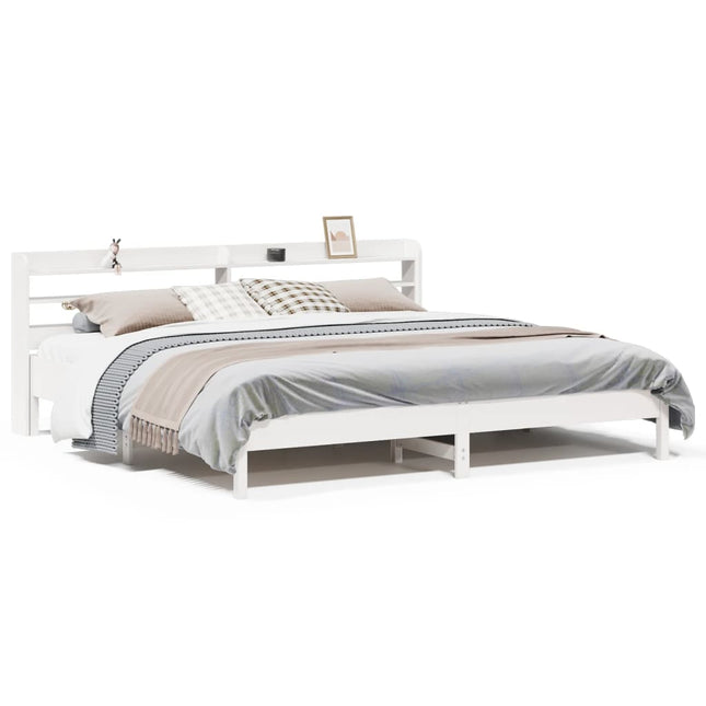 sengeramme uden madras 200x200 cm massivt fyrretræ hvid