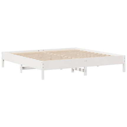 sengeramme uden madras 200x200 cm massivt fyrretræ hvid