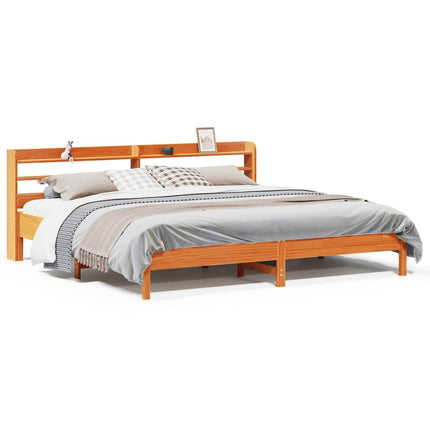 sengeramme uden madras 200x200 cm massivt fyrretræ gyldenbrun