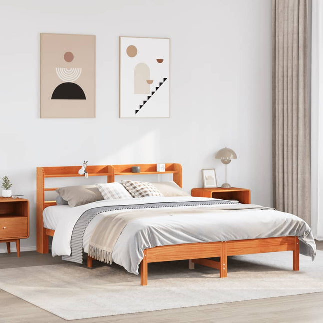 sengeramme uden madras 160x200 cm massivt fyrretræ gyldenbrun