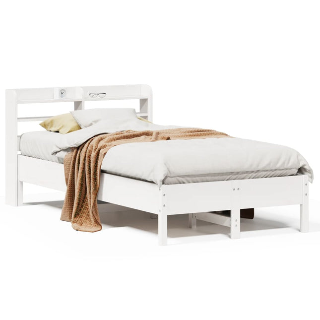sengeramme uden madras 120x200 cm massivt fyrretræ hvid