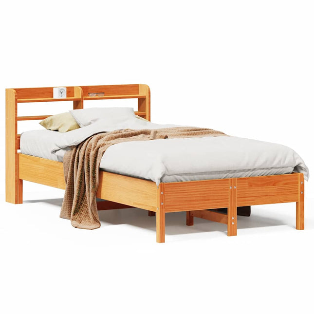 sengeramme uden madras 100x200 cm massivt fyrretræ gyldenbrun