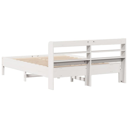 sengeramme uden madras 140x190 cm massivt fyrretræ hvid