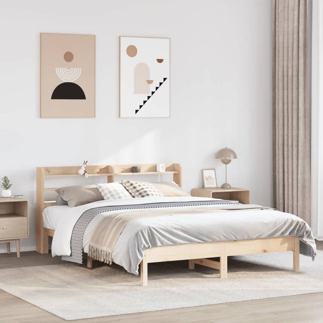 sengeramme uden madras 135x190 cm massivt fyrretræ hvid
