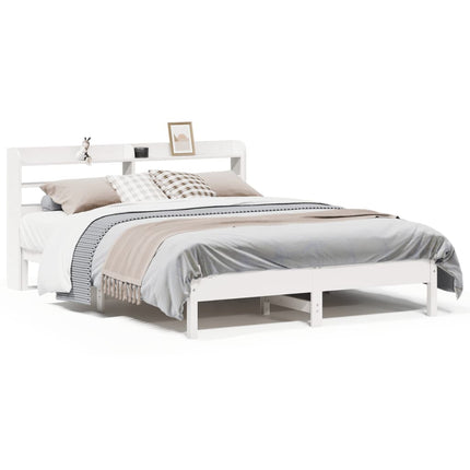 sengeramme uden madras 135x190 cm massivt fyrretræ hvid