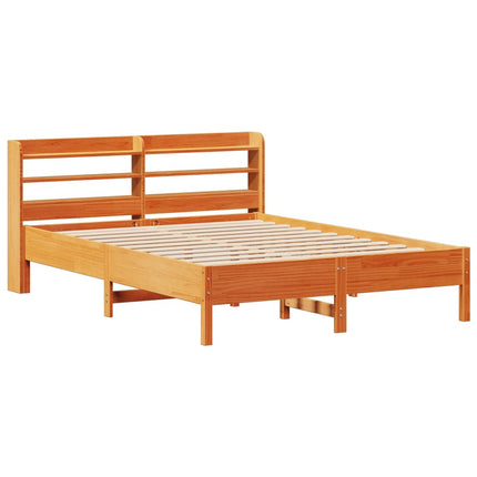 sengeramme uden madras 135x190 cm massivt fyrretræ brun