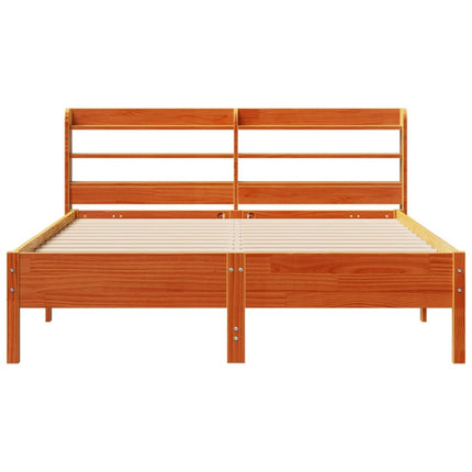 sengeramme uden madras 135x190 cm massivt fyrretræ brun