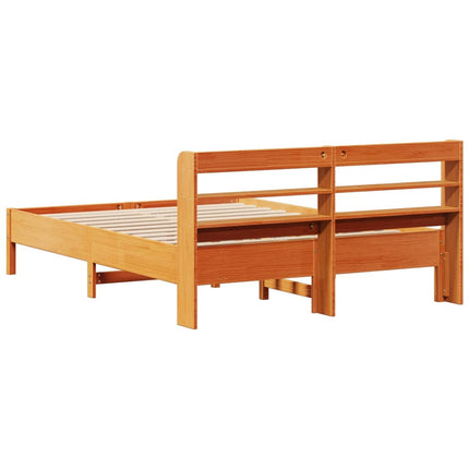 sengeramme uden madras 135x190 cm massivt fyrretræ brun