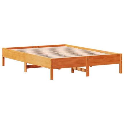 sengeramme uden madras 135x190 cm massivt fyrretræ brun