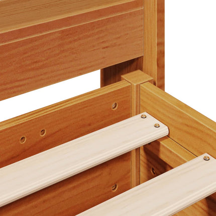 sengeramme uden madras 135x190 cm massivt fyrretræ brun