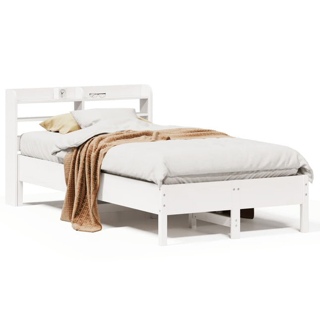 sengeramme uden madras 120x190 cm massivt fyrretræ hvid