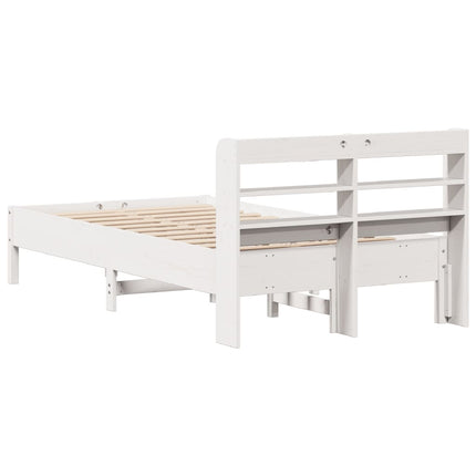 sengeramme uden madras 120x190 cm massivt fyrretræ hvid