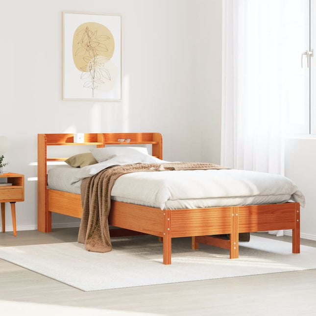 sengeramme uden madras 75x190 cm massivt fyrretræ gyldenbrun