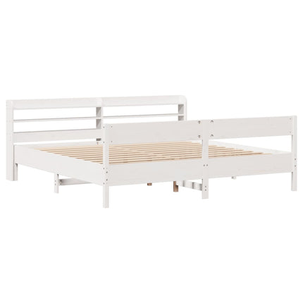 sengeramme uden madras 200x200 cm massivt fyrretræ hvid