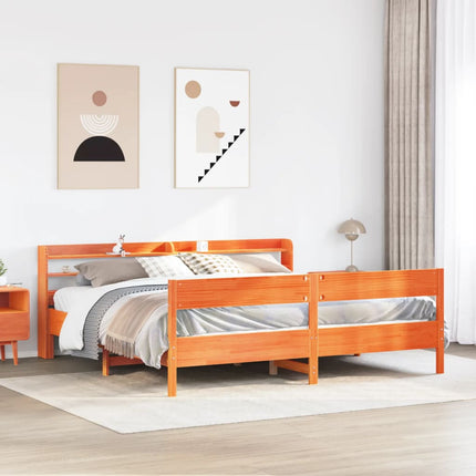 sengeramme uden madras 180x200 cm massivt fyrretræ gyldenbrun