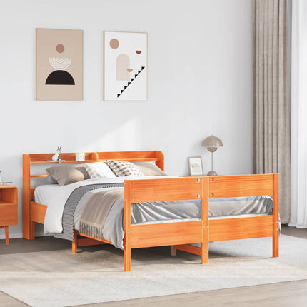 sengeramme uden madras 160x200 cm massivt fyrretræ gyldenbrun