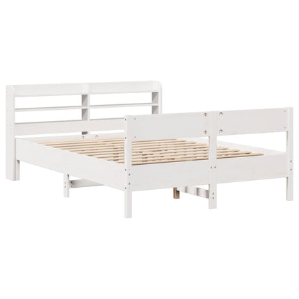 sengeramme uden madras 150x200 cm massivt fyrretræ hvid